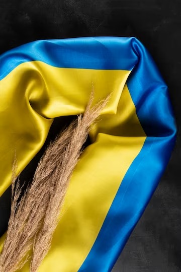 Колосок на фоні прапора України