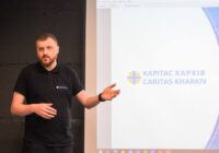 Отець Андрій на презентації діяльності організації
